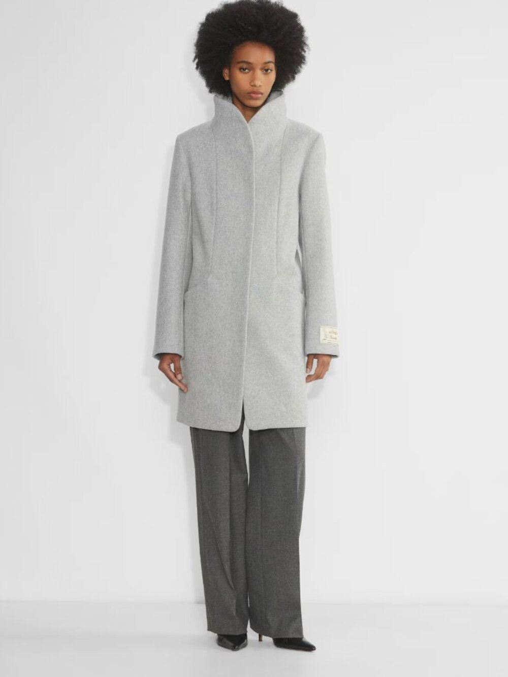 Aritzia Wilfred Cocoon Coat New Virgin Wool Cashmere Heather Light Grey XS NWT
